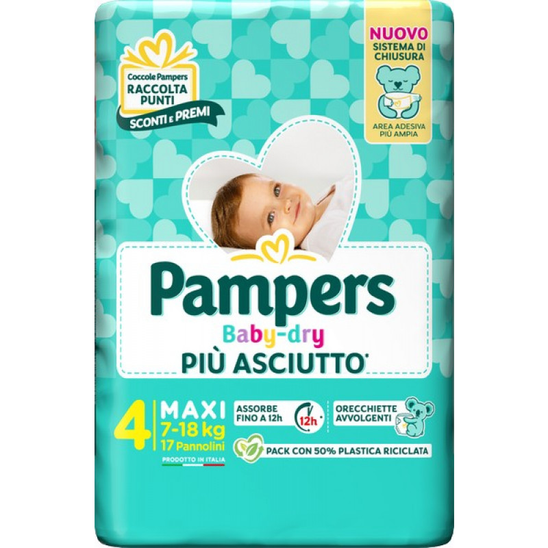 PAMPERS BABY DRY tradizionale Taglia 4-MAXI (7-18kg) 17PZ