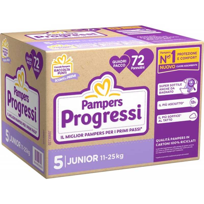 PAMPERS Progressi 72 pannolini Taglia 5 dagli 11 ai 24kg