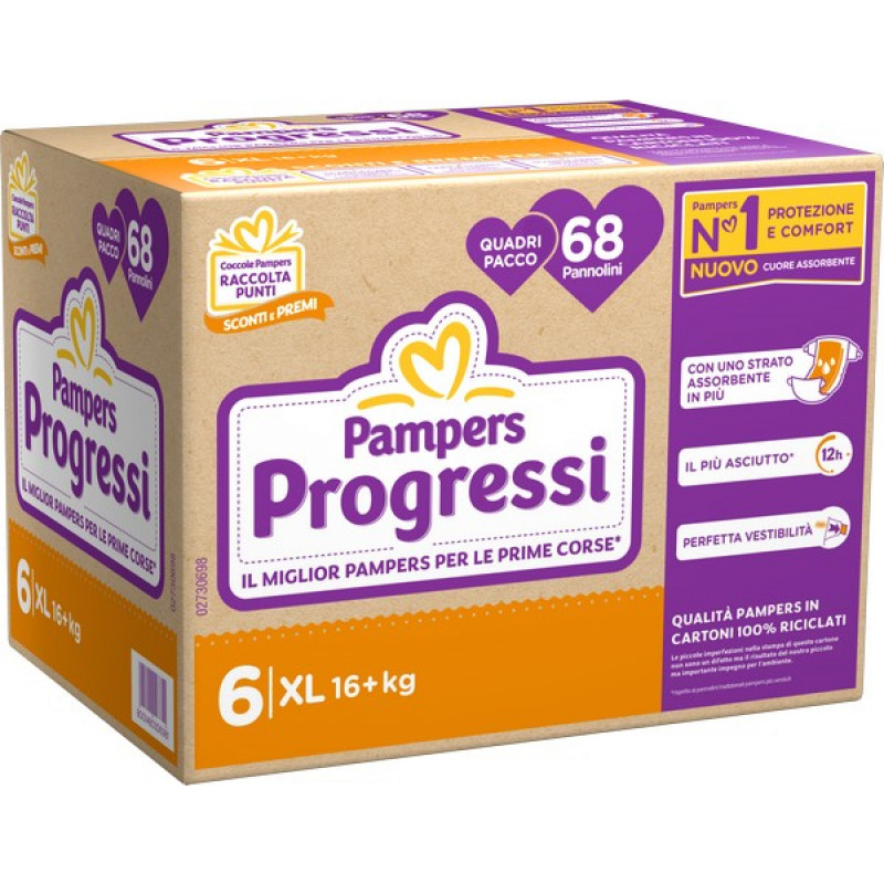 PAMPERS Progressi 68 pannolini Taglia 6+ dai 16kg