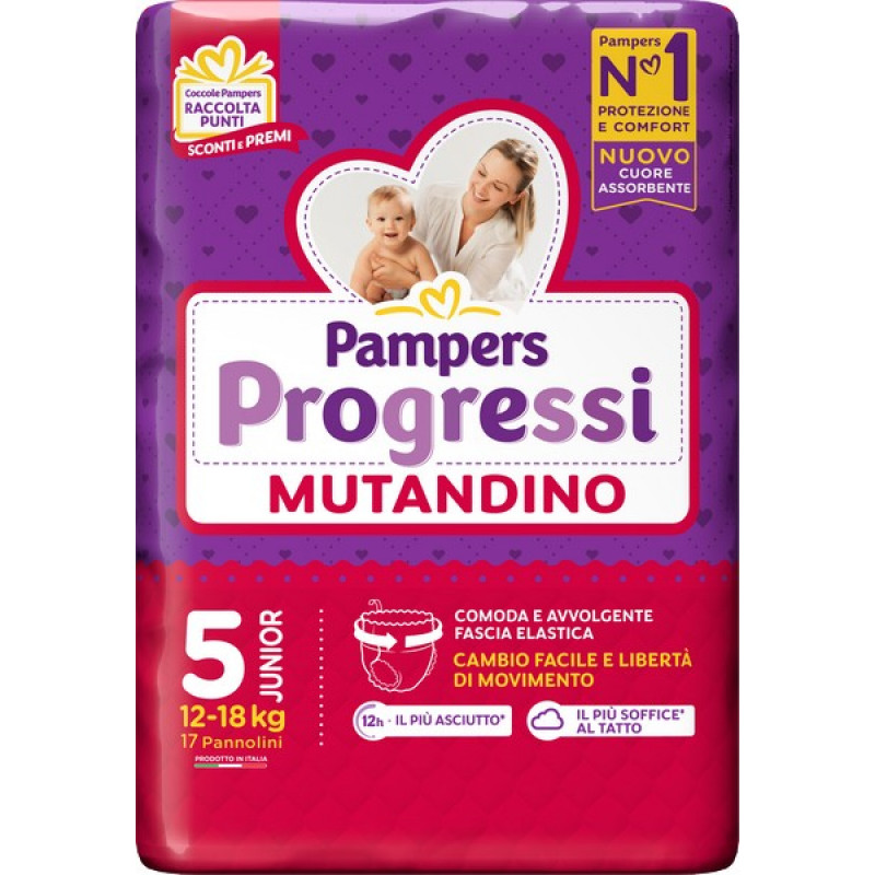 PAMPERS Progressi Mutandino Taglia 5 Junior dai 12 ai 18kg