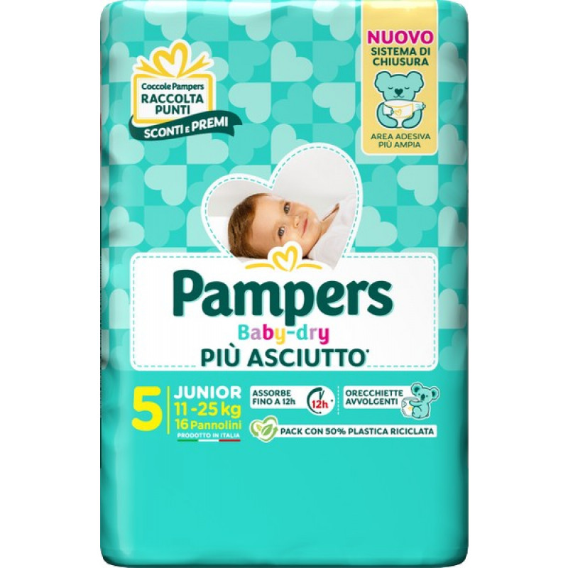 PAMPERS BABY DRY tradizionale 5-JUNIOR (11 - 25KG) 16pz