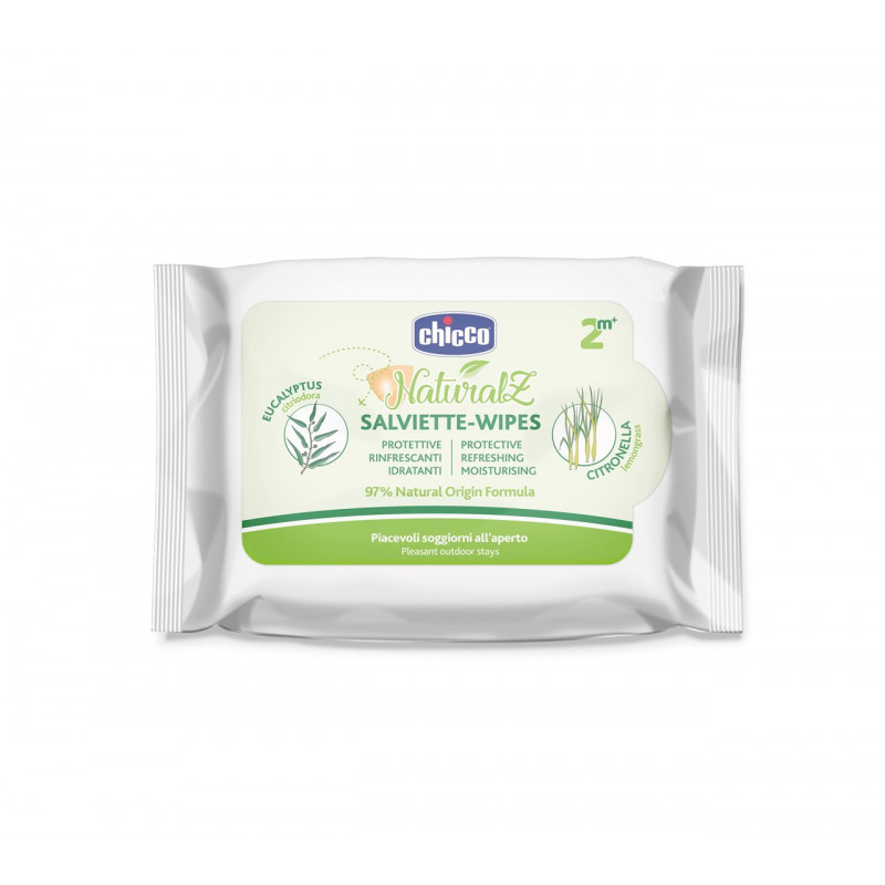 Chicco Salviette Citronella NaturalZ Rinfrescanti e Protettive Contro Le Zanzare 20 Pezzi