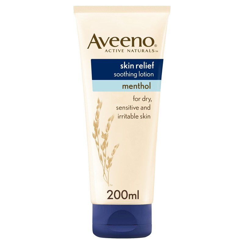 Aveeno, Crema Idratante Lenitiva, Skin Relief, Mentolo, Pelli Secche, 200ml