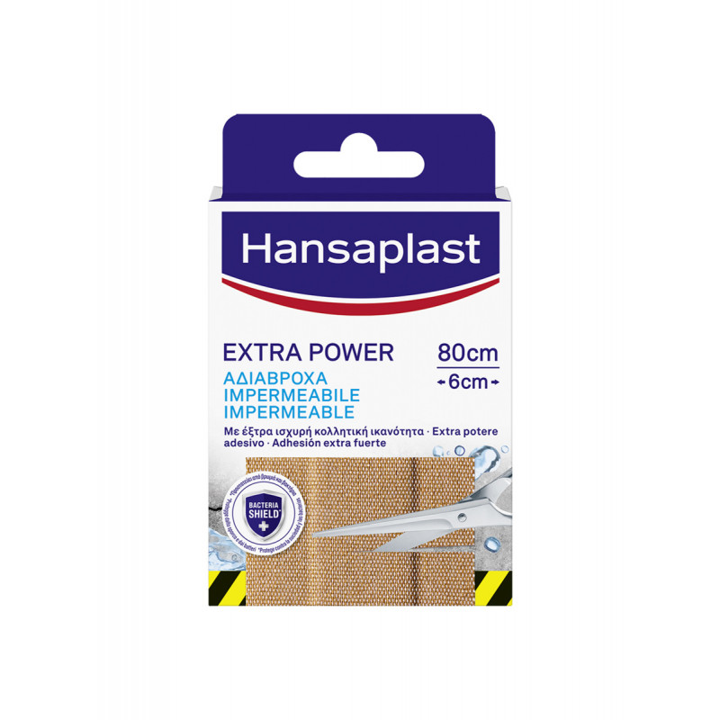 Hansaplast Cerotti Extra Power, Cerotto striscia con elevato potere adesivo, 8 pezzi da 80 x 6 cm