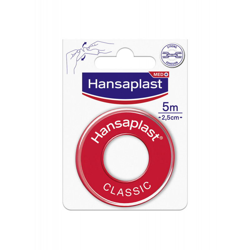 Hansaplast Classic Cerotto Rocchetto, Cerotto rotolo per fissare bende e compresse, 5 m x 2.5 cm