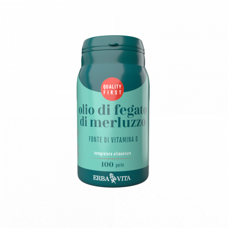 Erba Vita Olio di Fegato Di Merluzzo Integratore Ossa 100 Perle