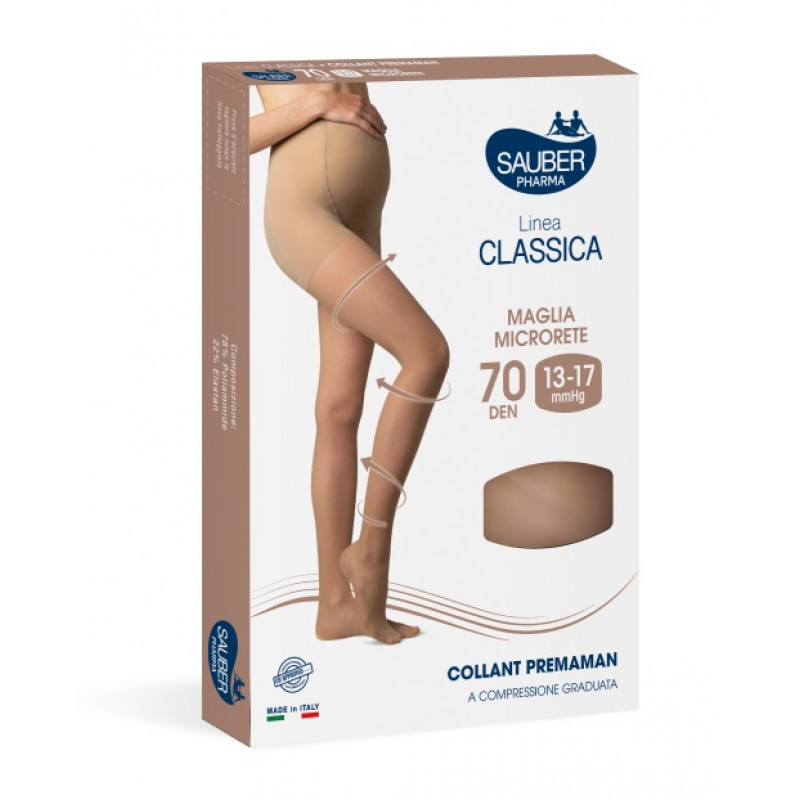 Sauber Linea Classica Collant Pre-maman 140 Den Neutro Beige Taglia 2