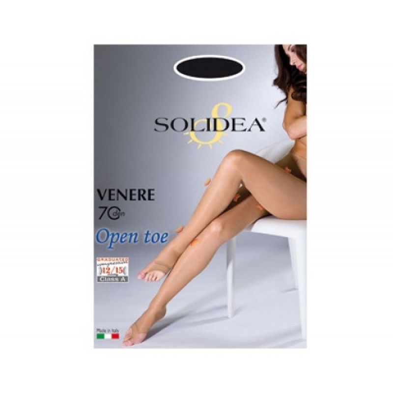 Solidea Venere Open Toe 70 DEN Collant Compressivo Punta Aperta Infradito Colore Cammello Taglia 2 M