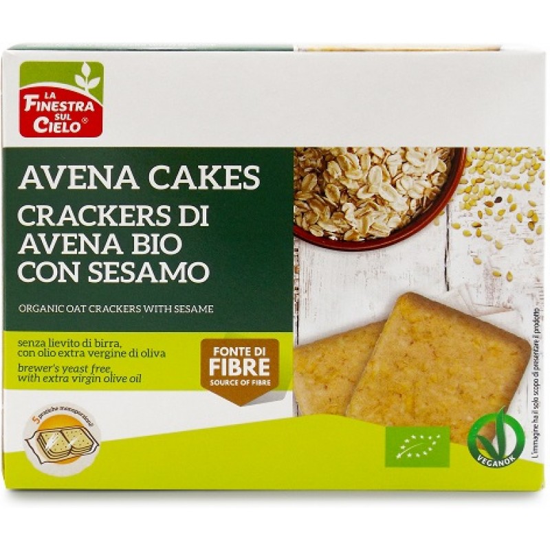 AVENACAKES CRACKERS DI AVENA CON SESAMO BIO VEGAN SENZA LIEVITO DI BIRRA CON OLIO EXTRAVERGINE DI OLIVA 250 G