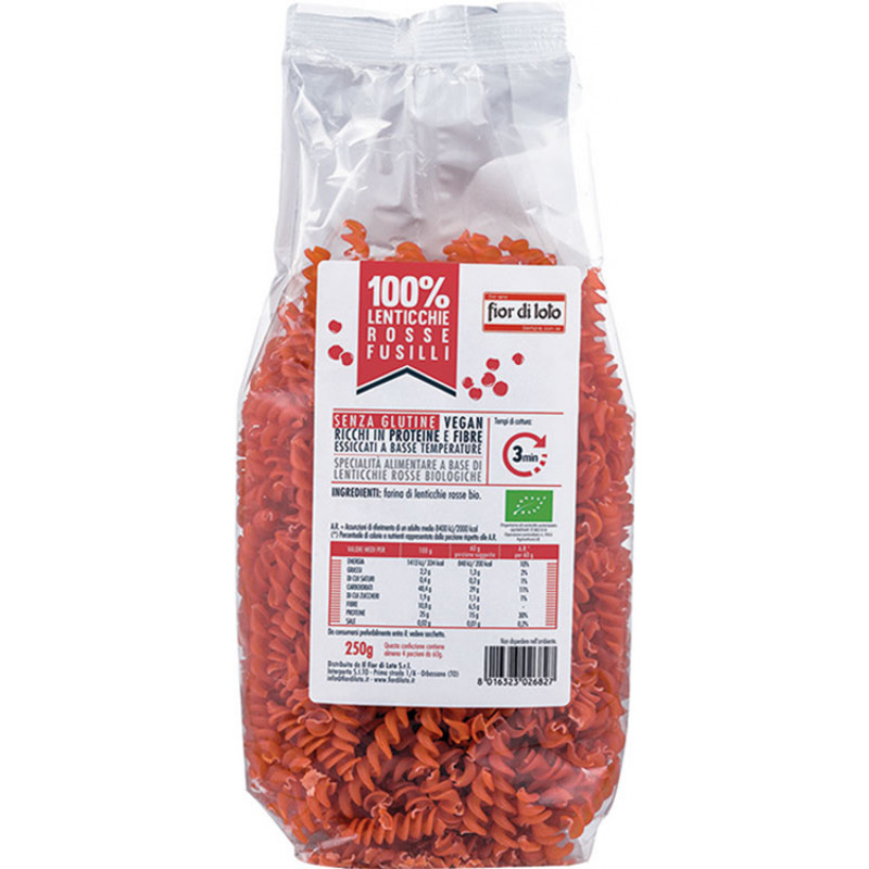 Fior di Loto Fusilli di Lenticchie Rosse Senza Glutine Bio 250 g
