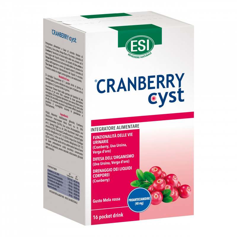 Esi Cranberry Cyst Pocket Drink Integratore Benessere Vie Urinarie 16 Bustine