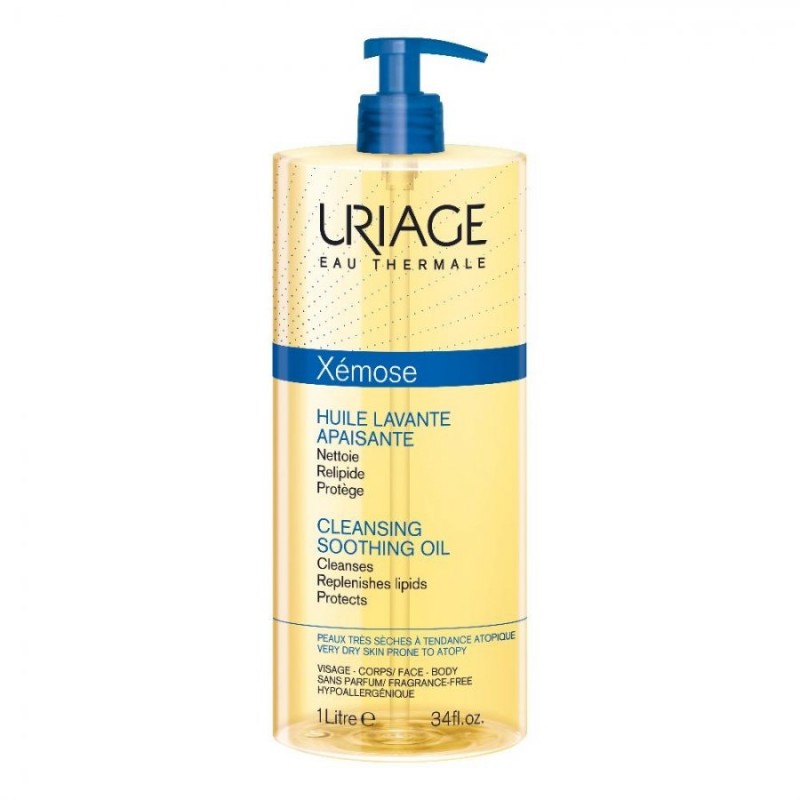 Uriage Xémose Olio Lavante Lenitivo Corpo Doccia e Bagno per pelle secca, a tendenza atopica 1 L