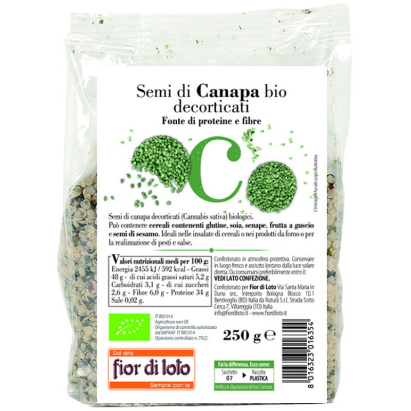 Fior di Loto Semi di Canapa Decorticati Bio 250 g