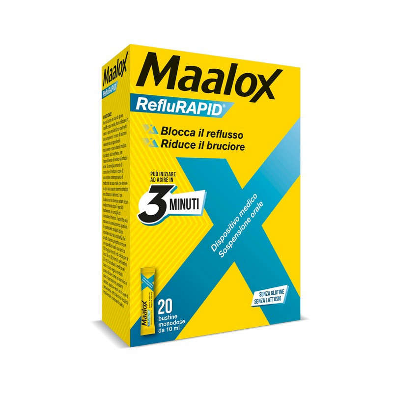 Maalox Reflurapid blocca il reflusso, riduce il bruciore, 20 bustine