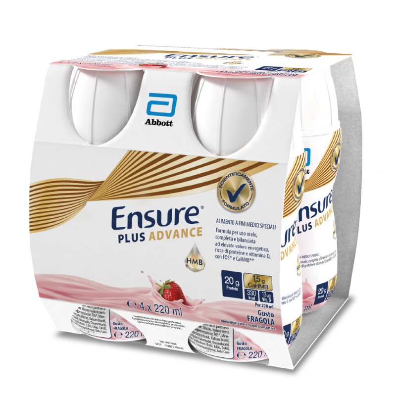 Ensure Advance Alimento a Fini Medici Speciali Iperproteico ed Ipercalorico Fragola 4x220ml