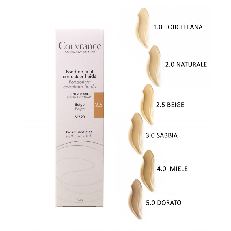 Avène Couvrance Fondotinta Correttore SPF 20 Fluido Beige 30 ml