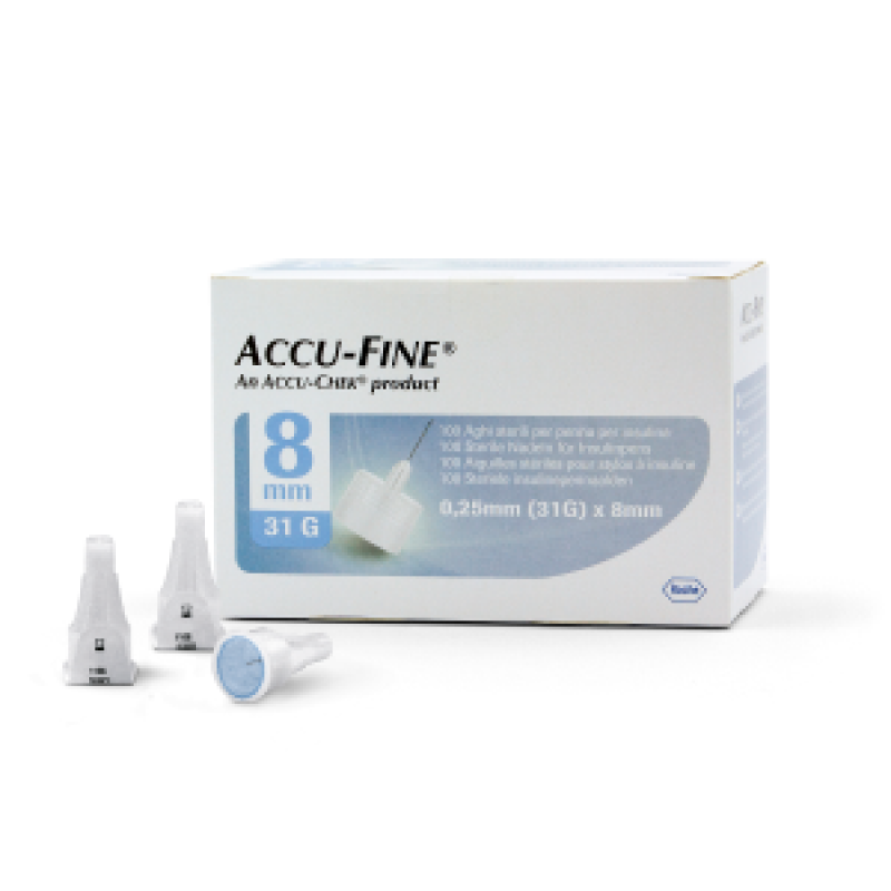 Accu-Fine Aghi Penna Per Insulina 8mm 31G 100 Pezzi