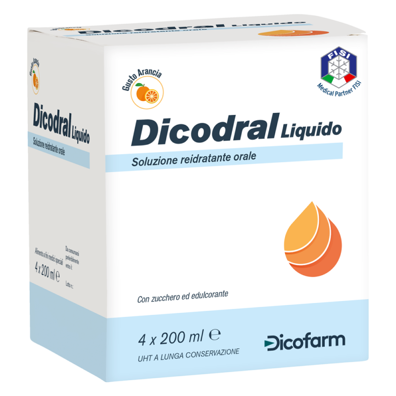 Dicodral Liquido - Soluzione Reidratante Orale - 4 brick da 200 ml ciascuno