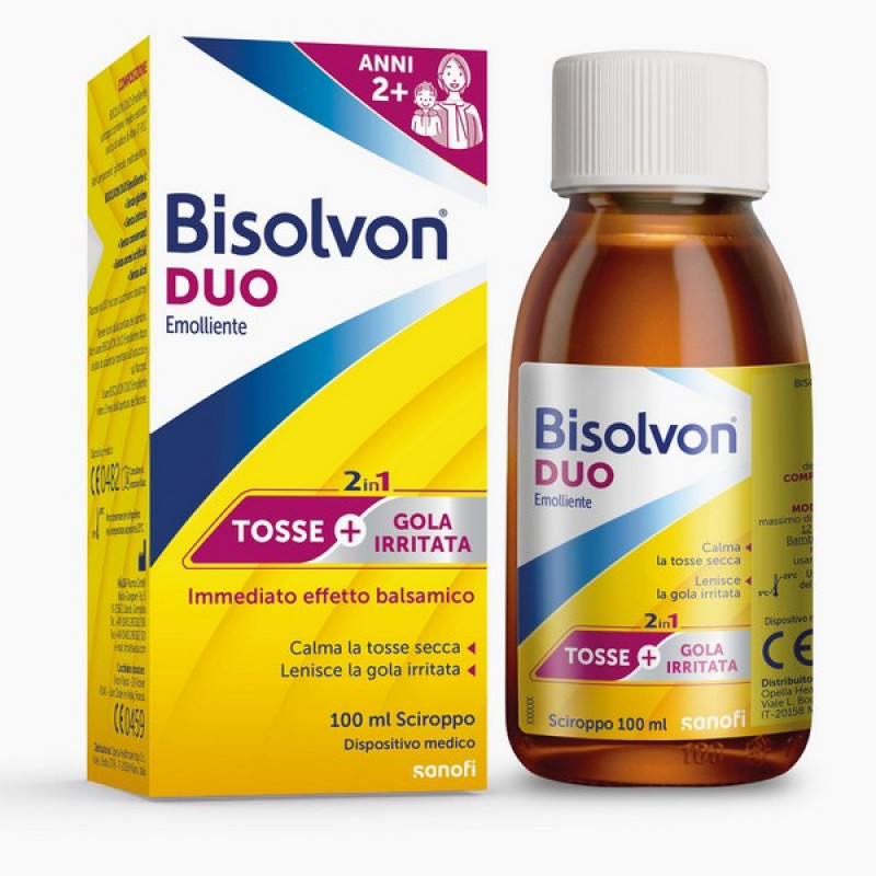 Bisolvon Duo Emolliente: Sciroppo Contro Tosse e Gola Irritata 100 ml