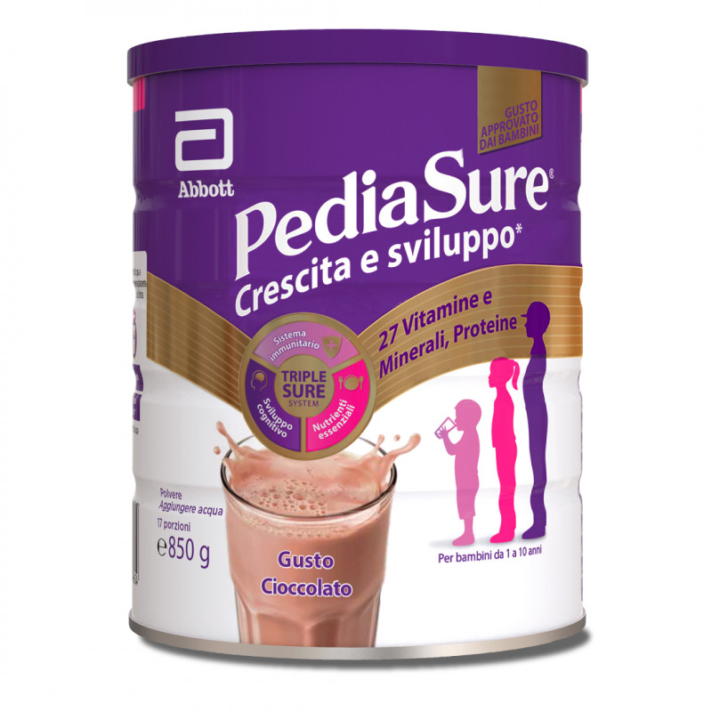 Pediasure Crescita E Sviluppo Integratore Alimentare per Bambini multivitaminico con 27 vitamine e minerali, Cioccolato 850g