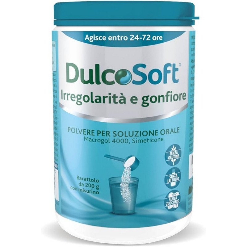 DulcoSoft Irregolarità E Gonfiore, Lassativo, Trattamento Stitichezza, Senza Glutine, Senza Zucchero, Senza Lattosio, Confezione Polvere 200g