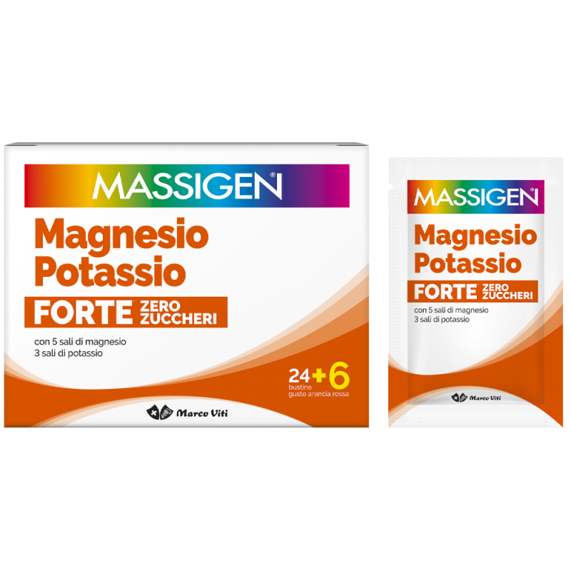 MASSIGEN MAGNESIO E POTASSIO FORTE Zero Zucchero 24+6 BUSTINE