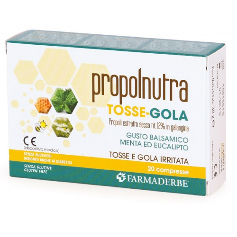 Farmaderbe Propolnutra Tosse e Gola 20 compresse masticabili