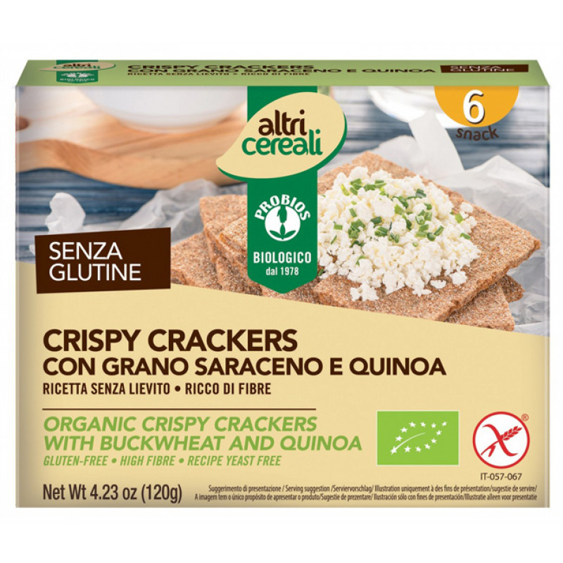 AltriCereali Crispy Crackers Con Grano Saraceno E Quinoa Senza Glutine 120 g