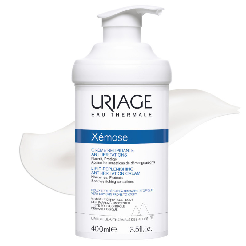 Uriage Xémose Crema Liporestitutiva Anti-irritazioni per pelle secca, a tendenza atopica di viso e corpo che lenisce le sensazioni di prurito e dà comfort a lunga durata 400 ml