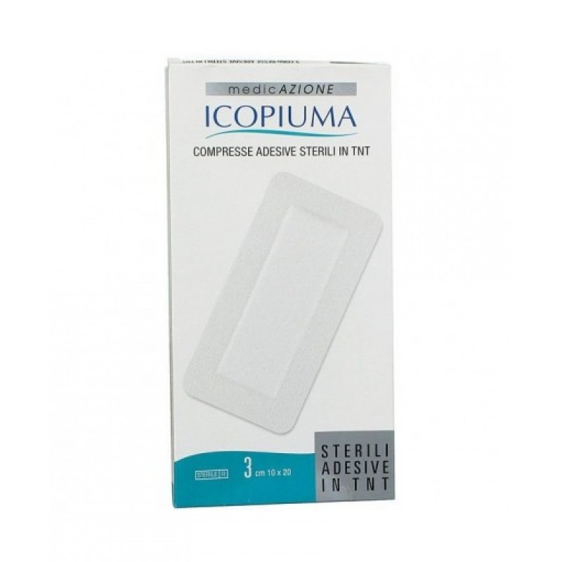Icopiuma Compresse di Garza Adesiva Sterile In TNT 10x20 cm 3 pezzi