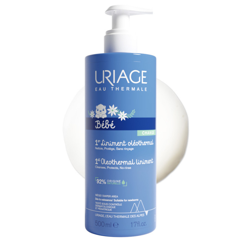 Uriage Bébé Liniment Oléothermal Crema Cambio Pannolino per detersione delicata, protezione e prevenzione eritema da pannolino 500 ml