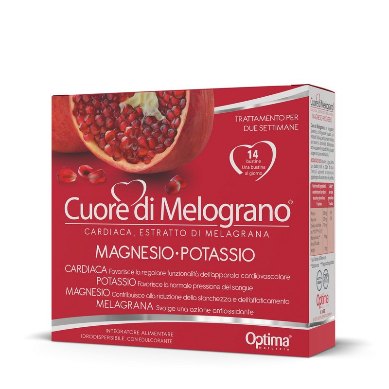 Optima Cuore di Melograno Magnesio-Potassio Integratore Benessere Cardiovascolare 14 Bustine scad 04 25