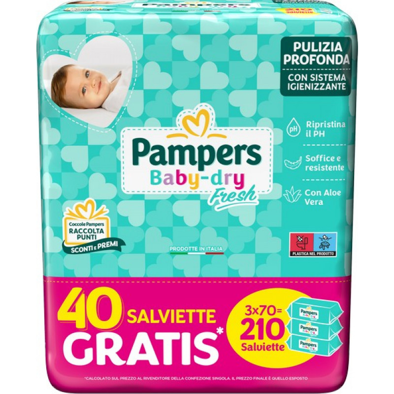 Pampers Baby Fresh Salviettine per una pulizia perfetta 210 pezzi