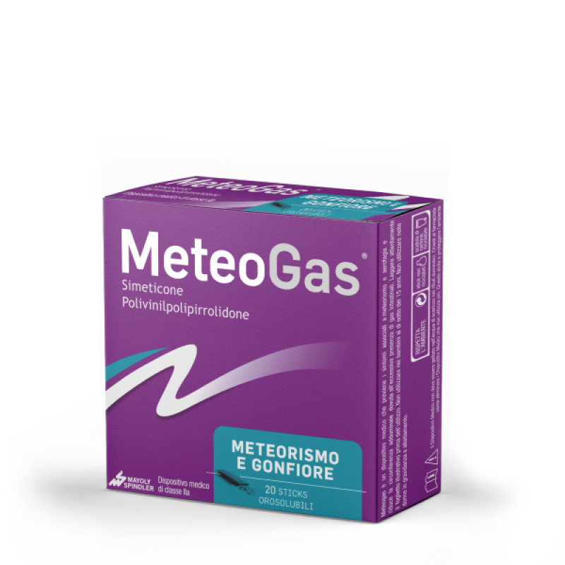 Meteogas Polvere previene l'accumulo di gas e il gonfiore 20 stick