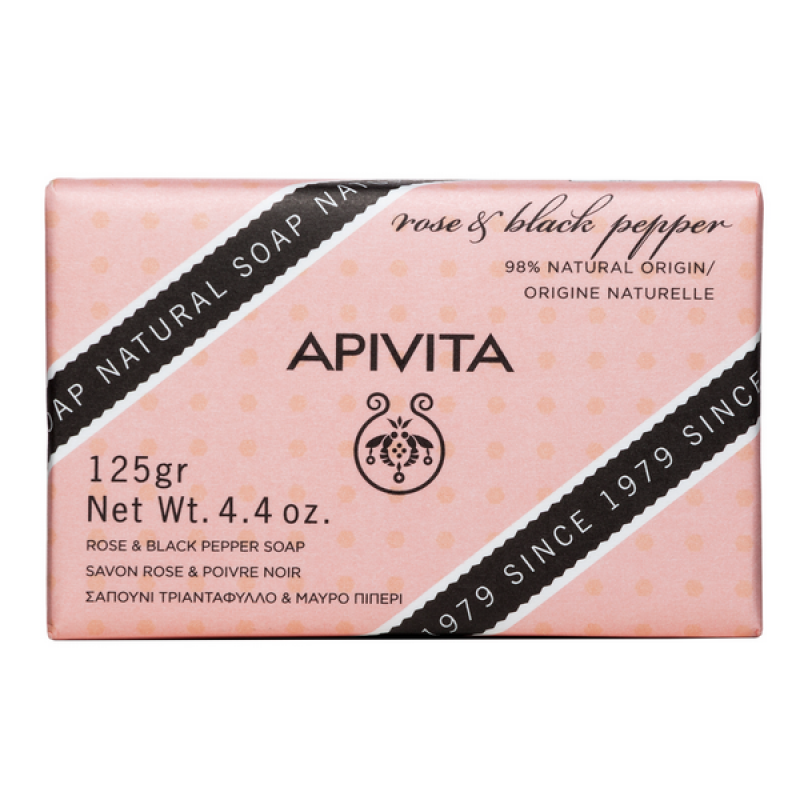 APIVITA Sapone Naturale Solido con Rosa e Pepe Nero 125GR