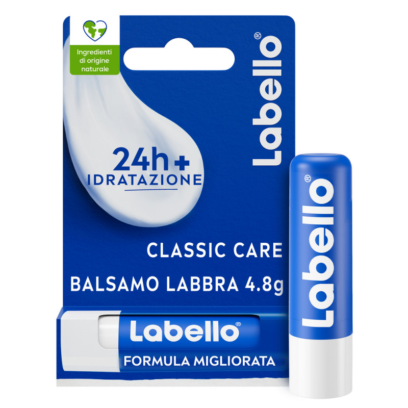 Labello Classic Care Balsamo Labbra 4.8 g, Burrocacao labbra classico fondente sulle labbra