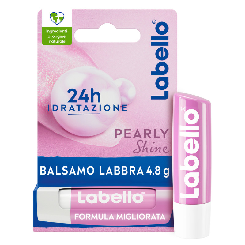 Labello Pearly Shine 4.8 g, Burrocacao labbra colorato e nutriente con Estratti di Perla e Seta