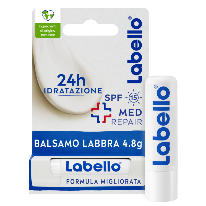 Labello Med Repair 4.8 g, Burrocacao labbra idratante e riparatore con vitamina E e SPF 15