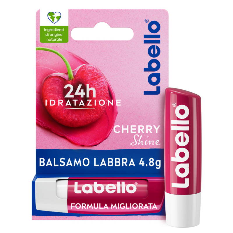 Labello Cherry Shine 4.8 g, Burrocacao labbra colorato e idratante all'aroma di Ciliegia