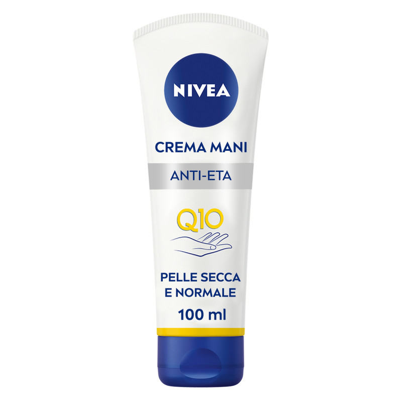 Nivea Q10 Crema Mani 3in1 Anti-Età Q10 100 ml, Crema mani idratante antirughe e antimacchie con Q10