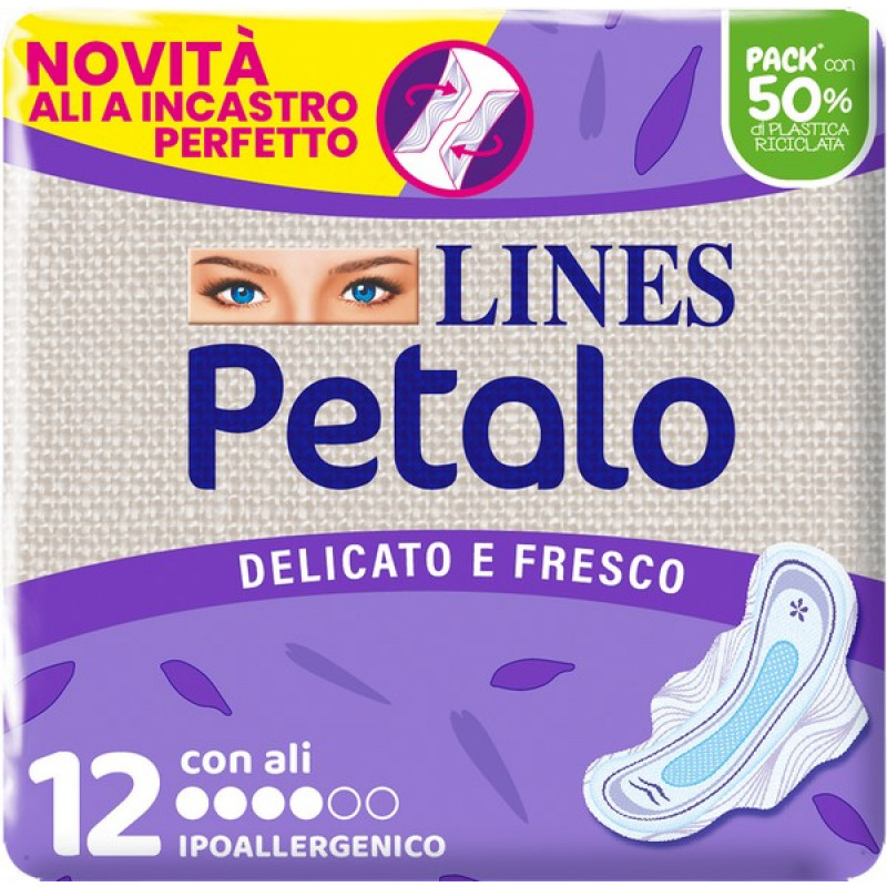 LINES PETALO CON ULTRA ALI - ASSORBENTE FILTRANTE DELICATO E TRASPIRANTE - 12pz