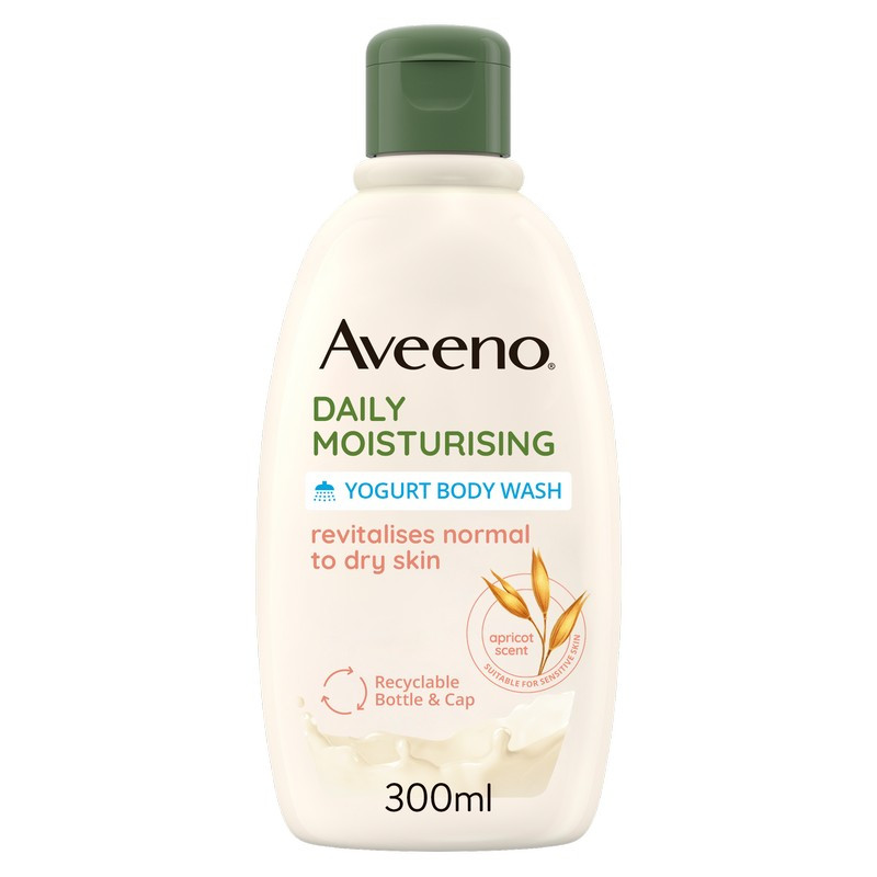 Aveeno, Bagno Doccia allo Yogurt, Dalily Moisturising, Profumo di Miele e Albicocca, da Pelli Normali a Secche, anche Pelli Sensibili, Senza Sapone, 300ml