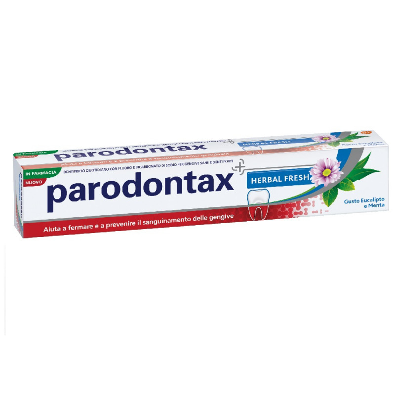 Parodontax Herbal Fresh Dentifricio Bicarbonato di Sodio Igiene Dentale Gusto Eucalipto e Menta 75ml