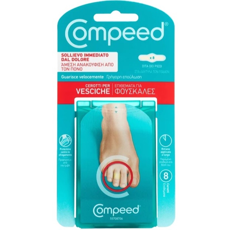 Compeed Cerotti Per Vesciche, A Lunga Durata E Guarigione Veloce - Per Vesciche Sulle Dita Dei Piedi, 8 Cerotti