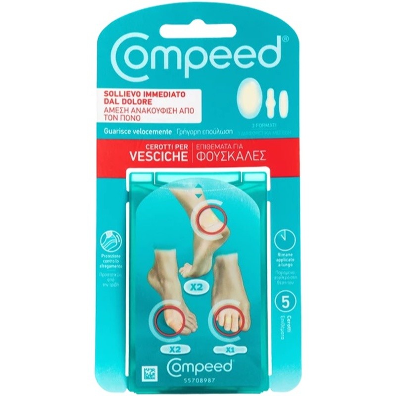 Compeed Cerotti Per Vesciche, A Lunga Durata E Guarigione Veloce - Pack Misto, 5 Cerotti