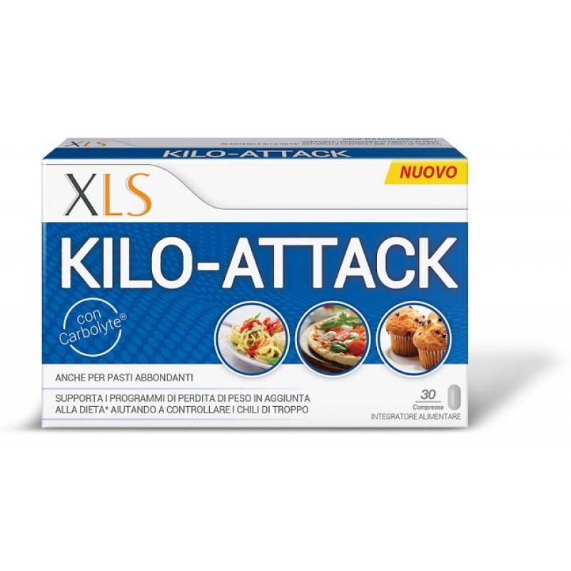 Xls Medical Kilo-Attack A Base Di Carbolyte, Integratore Alimentare Che Supporta I Programmi Di Perdita Di Peso, 30 Compresse