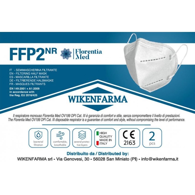 2 Mascherine Protettive FFP2 Made in Italy - WIKENFARMA FLORENTIA MED MASCHERINA ffp2 100% Italiana confezione da 2