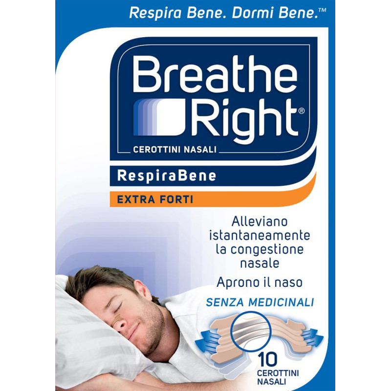 BREATH RIGHT EXTRA FORTI (sostituisce Rinazina RespiraBene Extra Forte) Cerottini Nasali 10 Pezzi