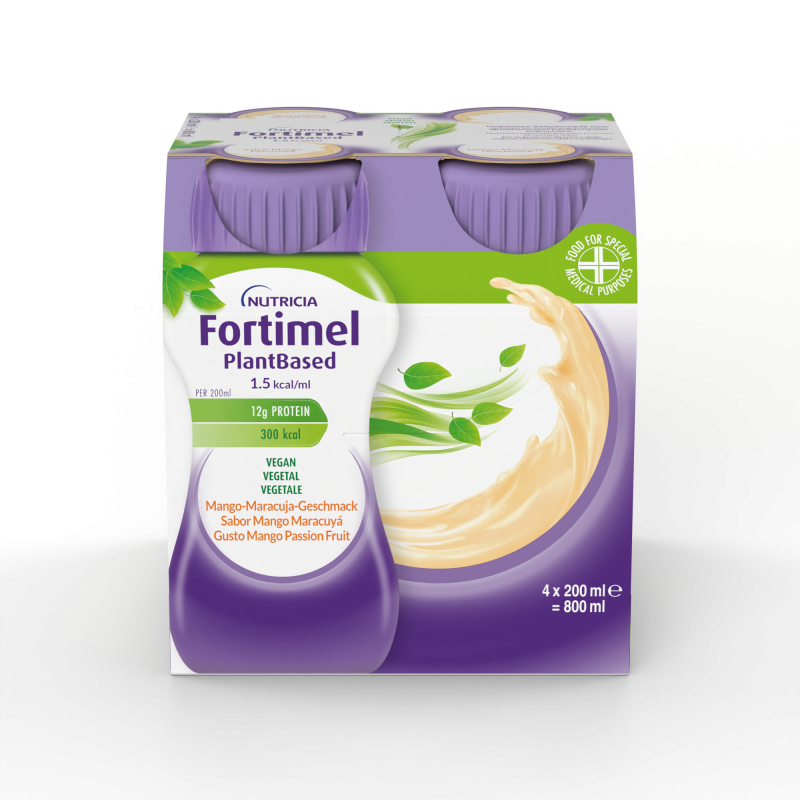 Nutricia Fortimel Forticare Sensations, Pesca Mango Rinfrescante, Ipercalorico e Iperproteico, 4x125ml