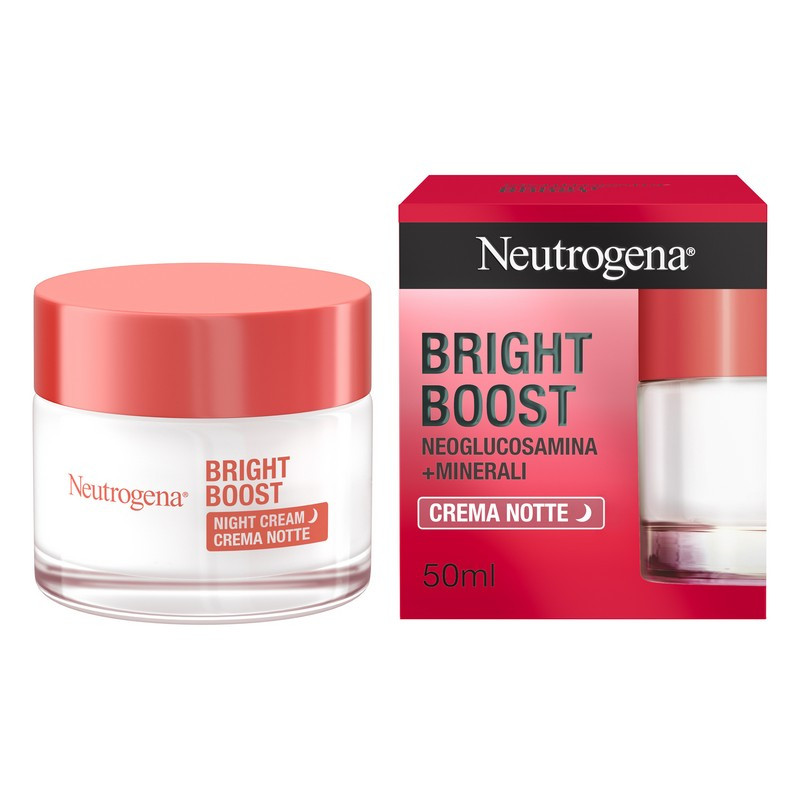 Neutrogena, Bright Boost, Crema Gel Notte con Neoglucosamina,Idratante e illuminante, Senza oli, 50ml
